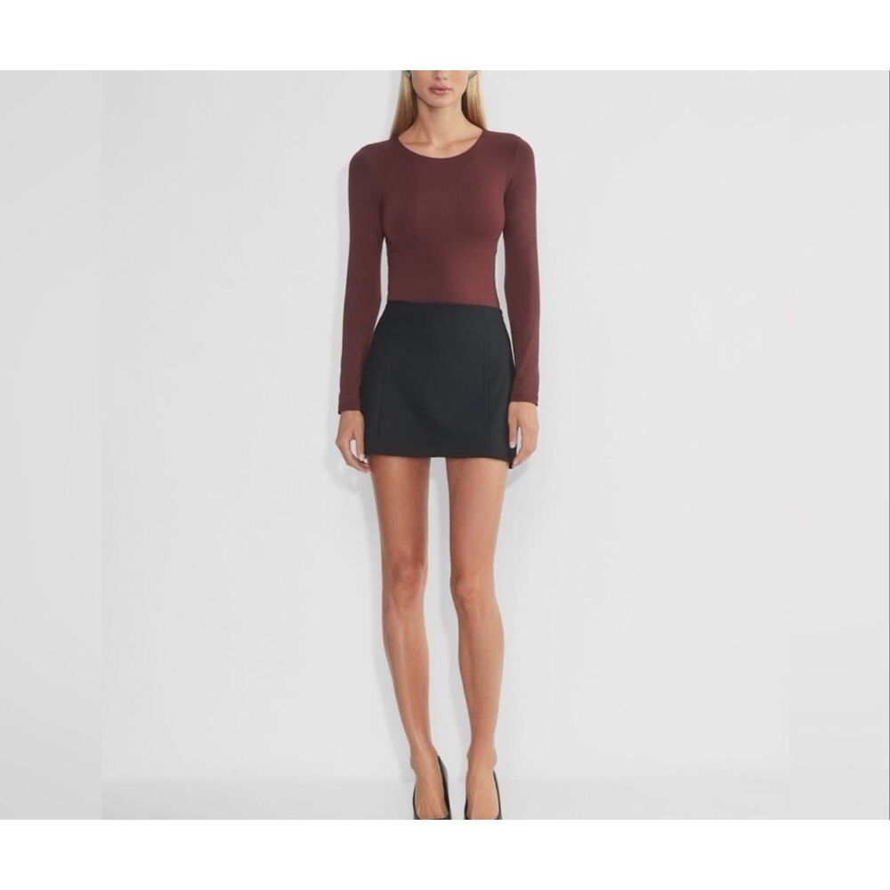Babaton Women's Contour Crew Neck Long Sleeve burgundy Bodysuit XL NEW